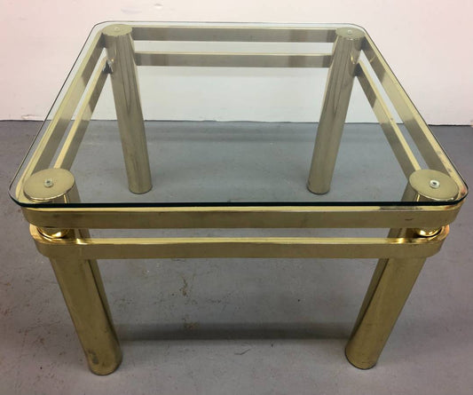 Modernist Brass and Glass Side Table