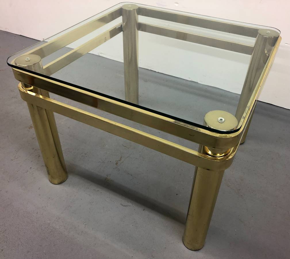Modernist Brass and Glass Side Table