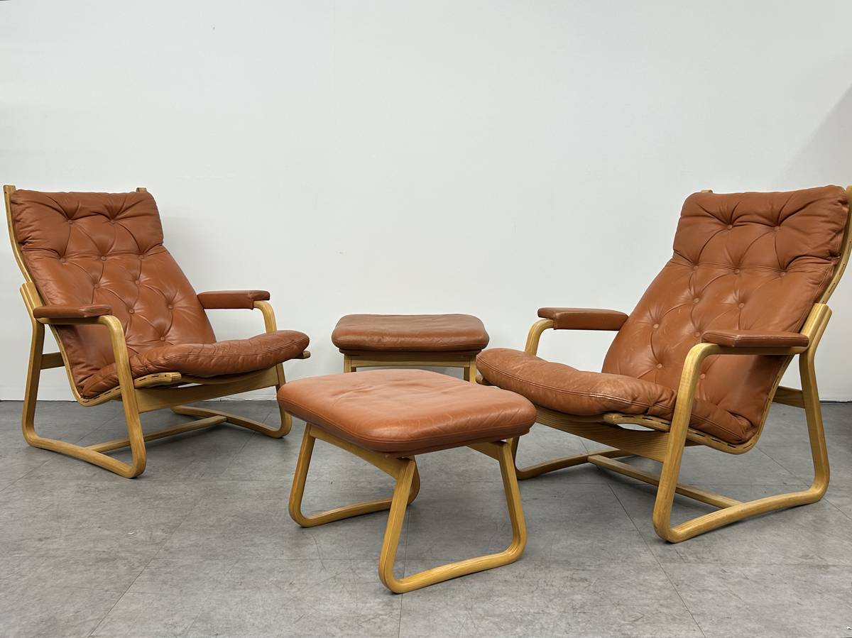 Caramel Danish Lounge Chair and Ottoman