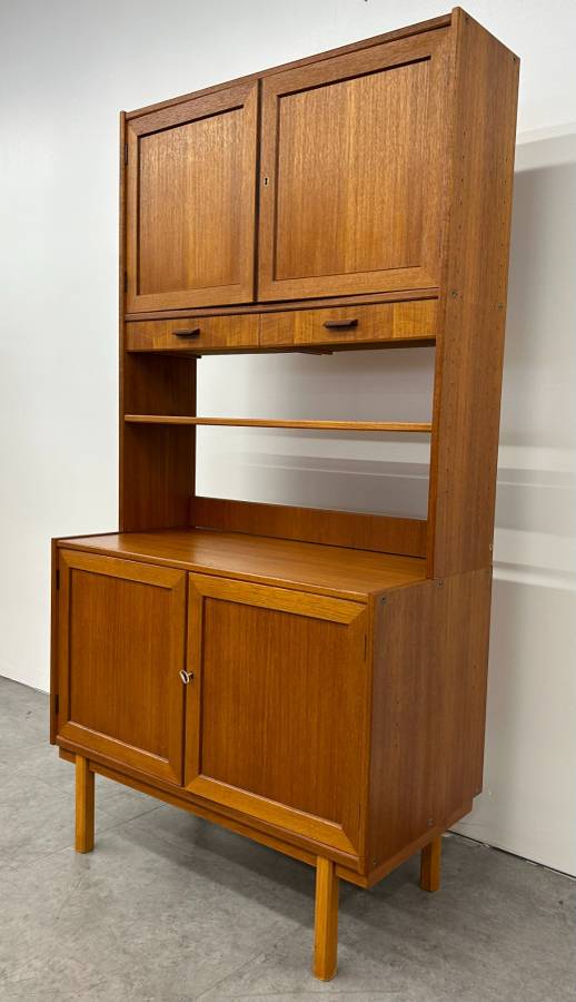 Swedish Teak Credenza with Bookshelf Top