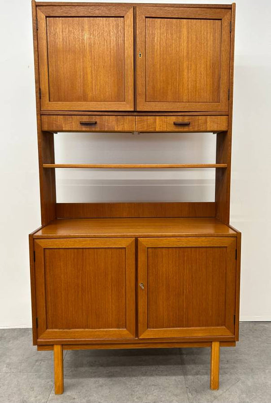 Swedish Teak Credenza with Bookshelf Top