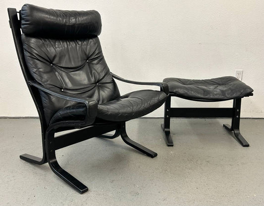 Rybo Rykken Leather Lounge Chair and Ottoman