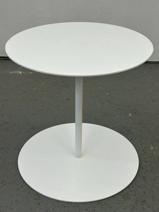 White Metal Pedestal Side Table