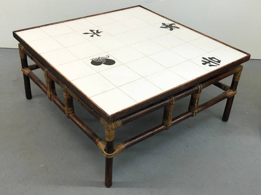 Ficks Reed Tile and Rattan Coffee Table