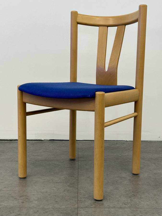 Danish Dining Chairs with Blue Seats