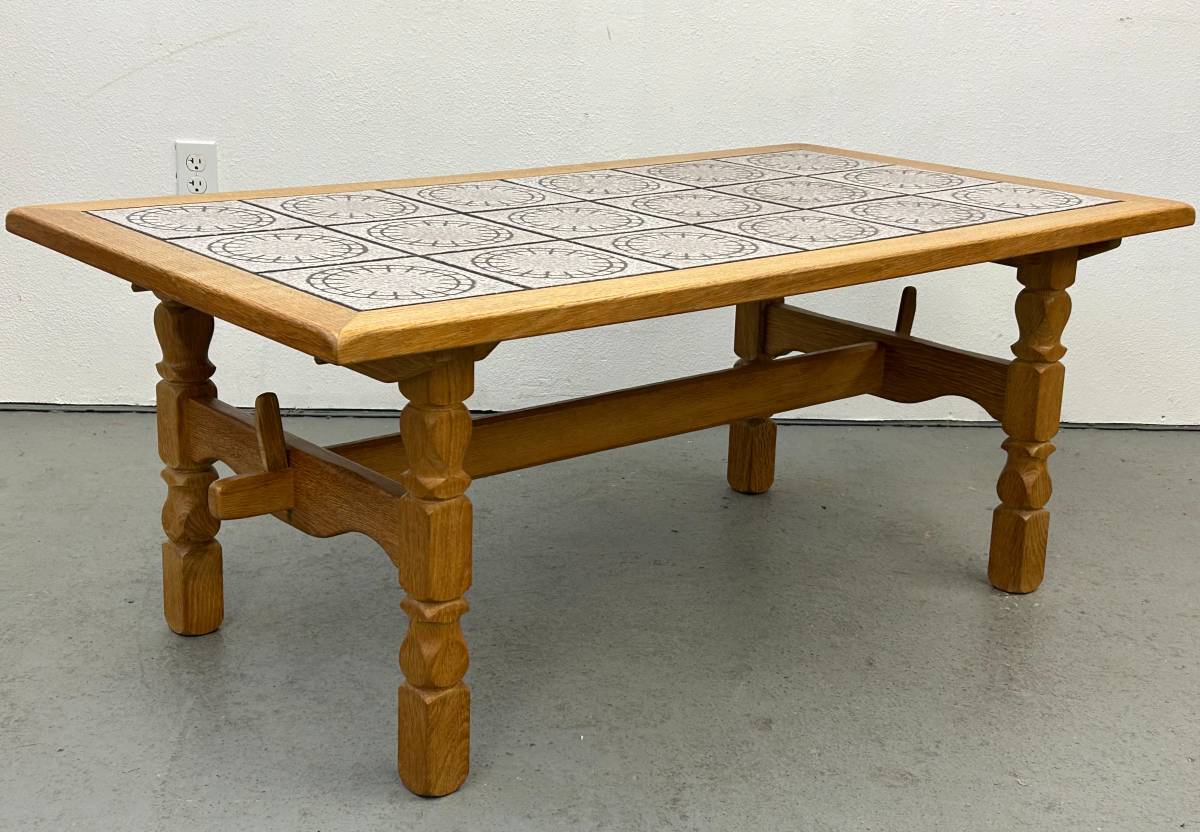 Danish Oak Coffee Table with Tile Top