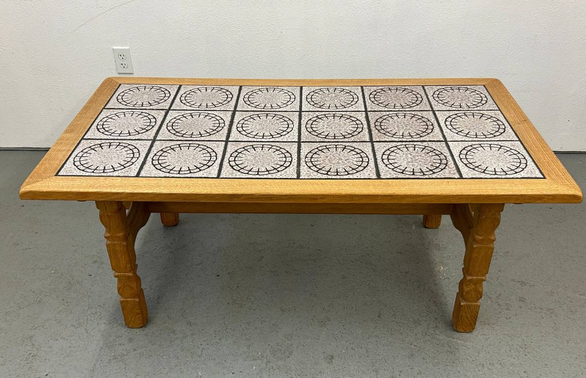 Danish Oak Coffee Table with Tile Top