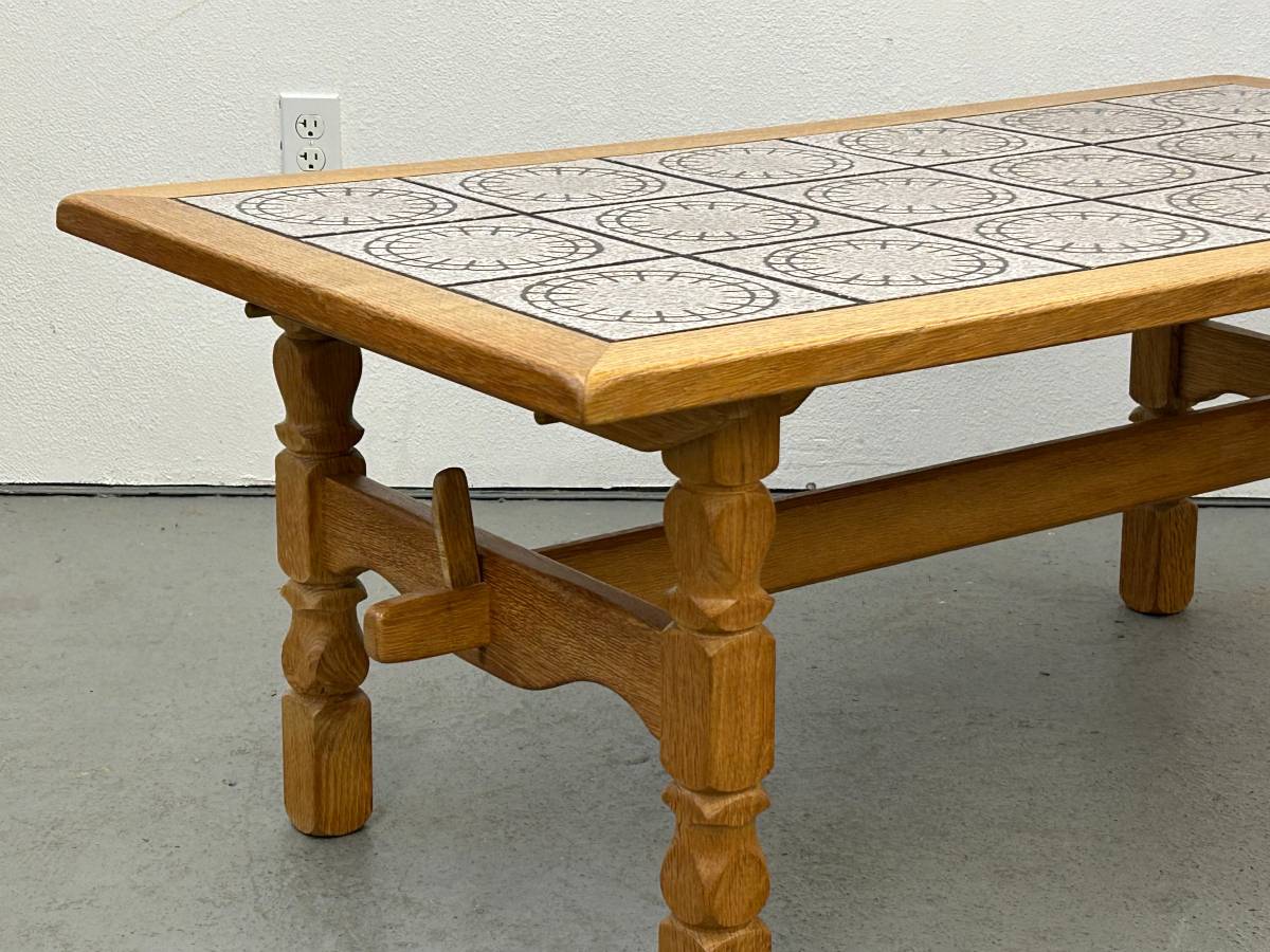 Danish Oak Coffee Table with Tile Top