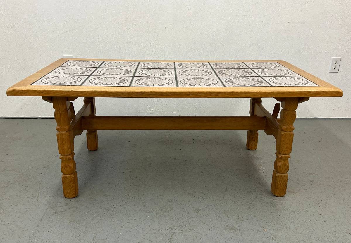 Danish Oak Coffee Table with Tile Top