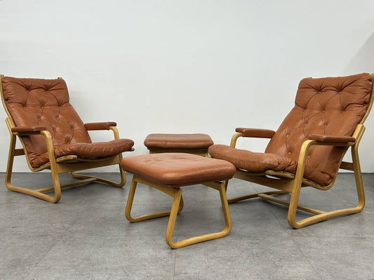 Caramel Danish Lounge Chair and Ottoman