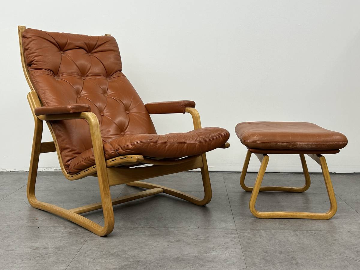 Caramel Danish Lounge Chair and Ottoman