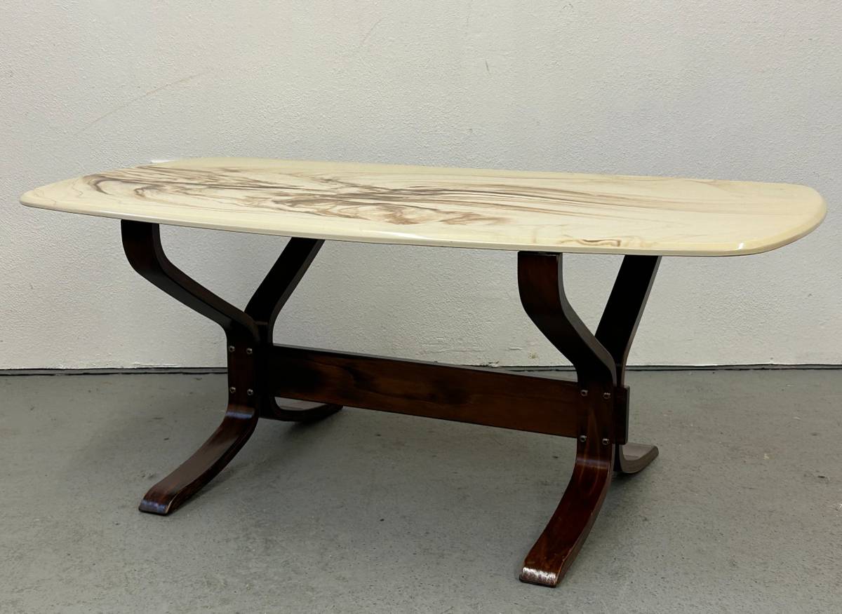 Scandinavian Coffee Table with Marble-like Top