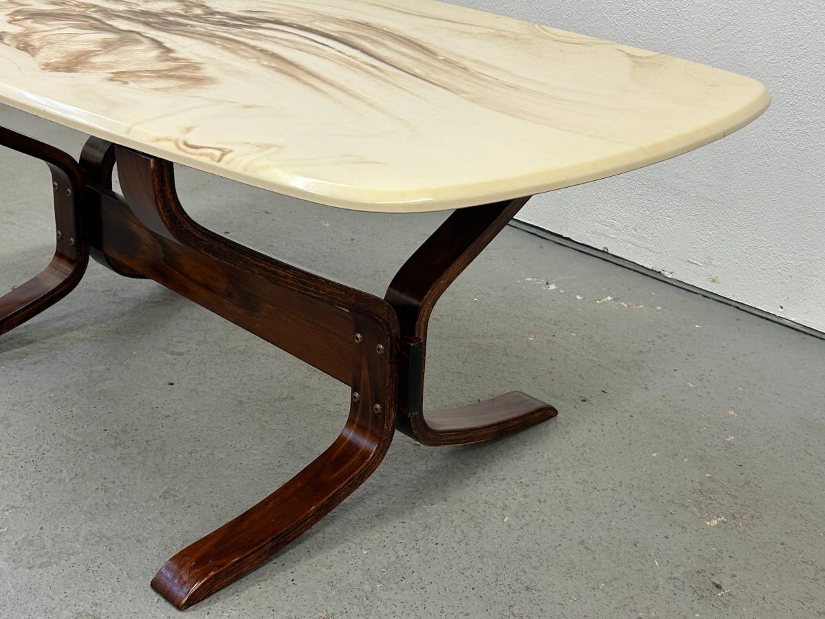 Scandinavian Coffee Table with Marble-like Top