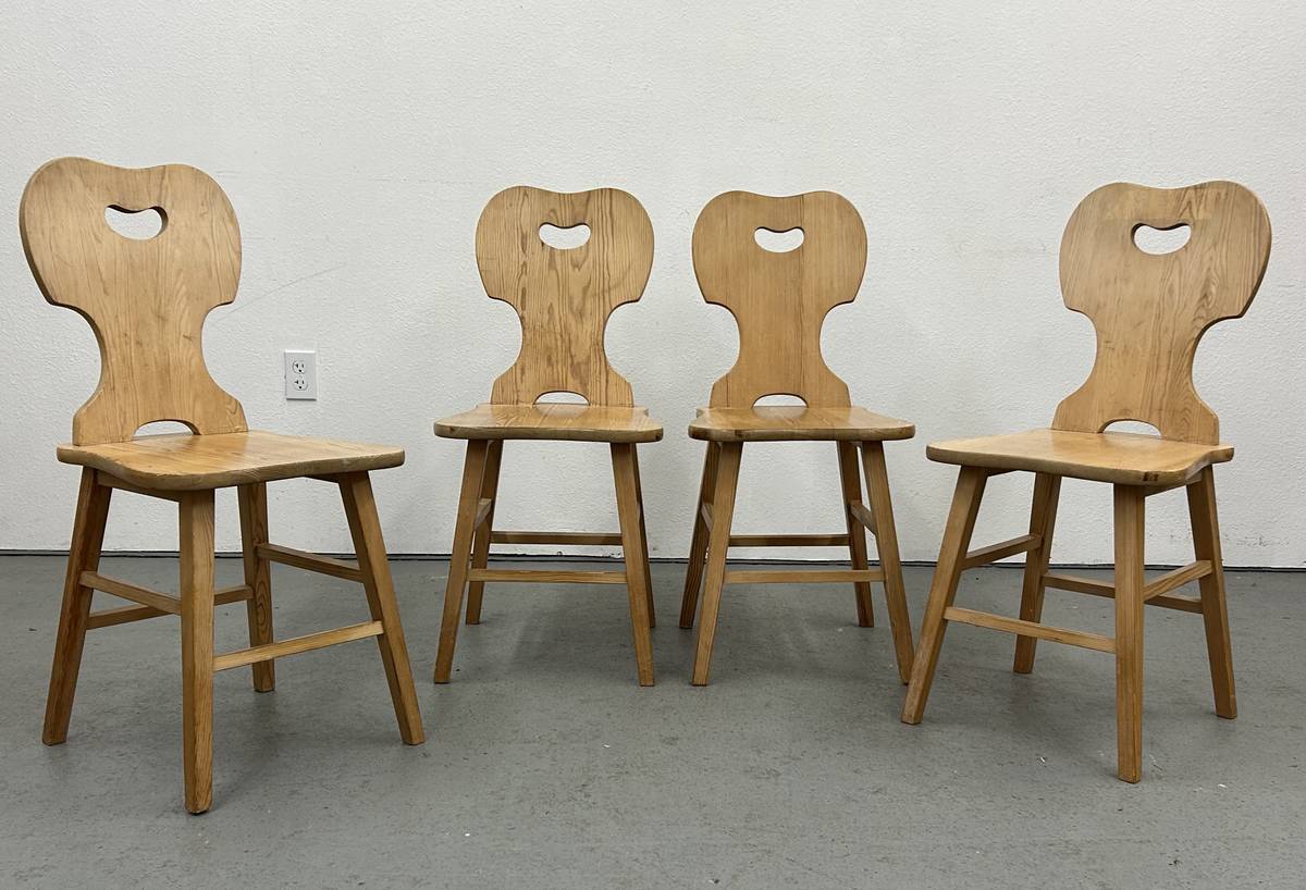 Rustic Swedish Pine Side Chairs