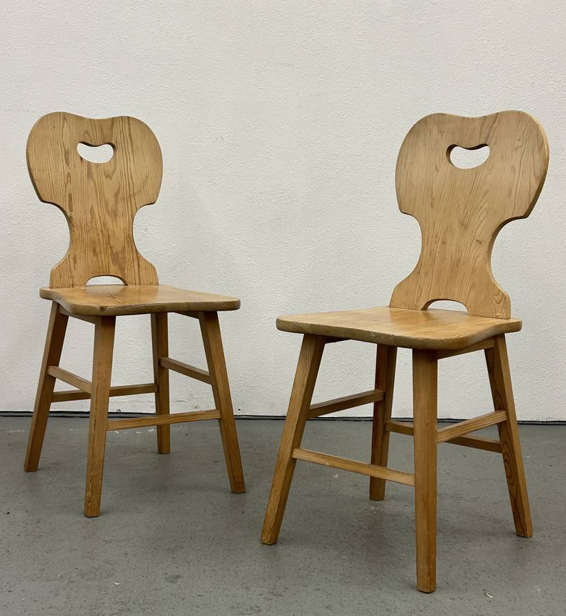 Rustic Swedish Pine Side Chairs
