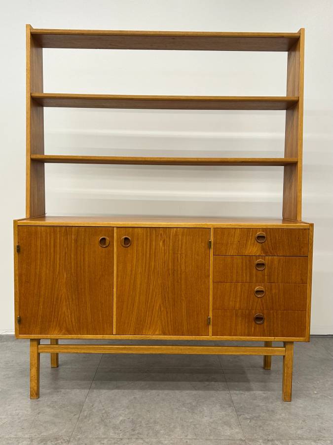Swedish Teak Credenza and Bookshelf