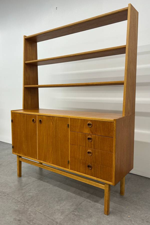 Swedish Teak Credenza and Bookshelf
