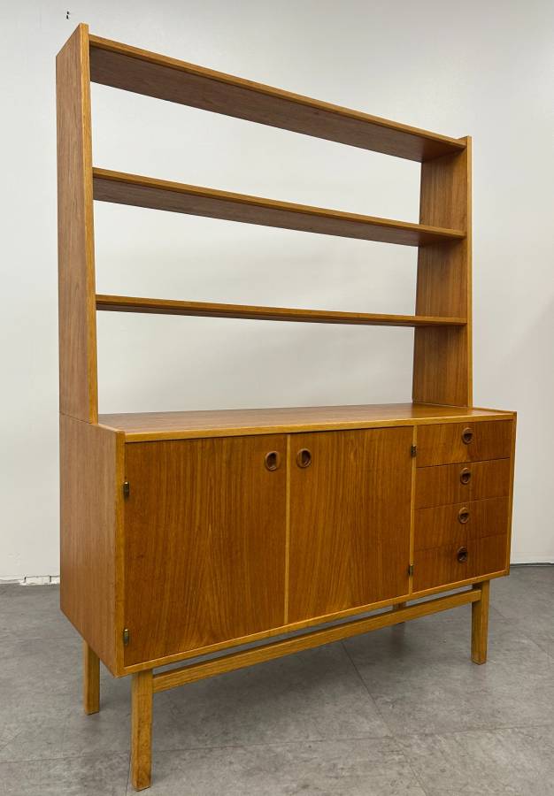 Swedish Teak Credenza and Bookshelf
