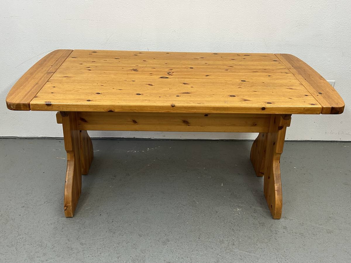 Swedish Pine Dining Table with Trestle Base