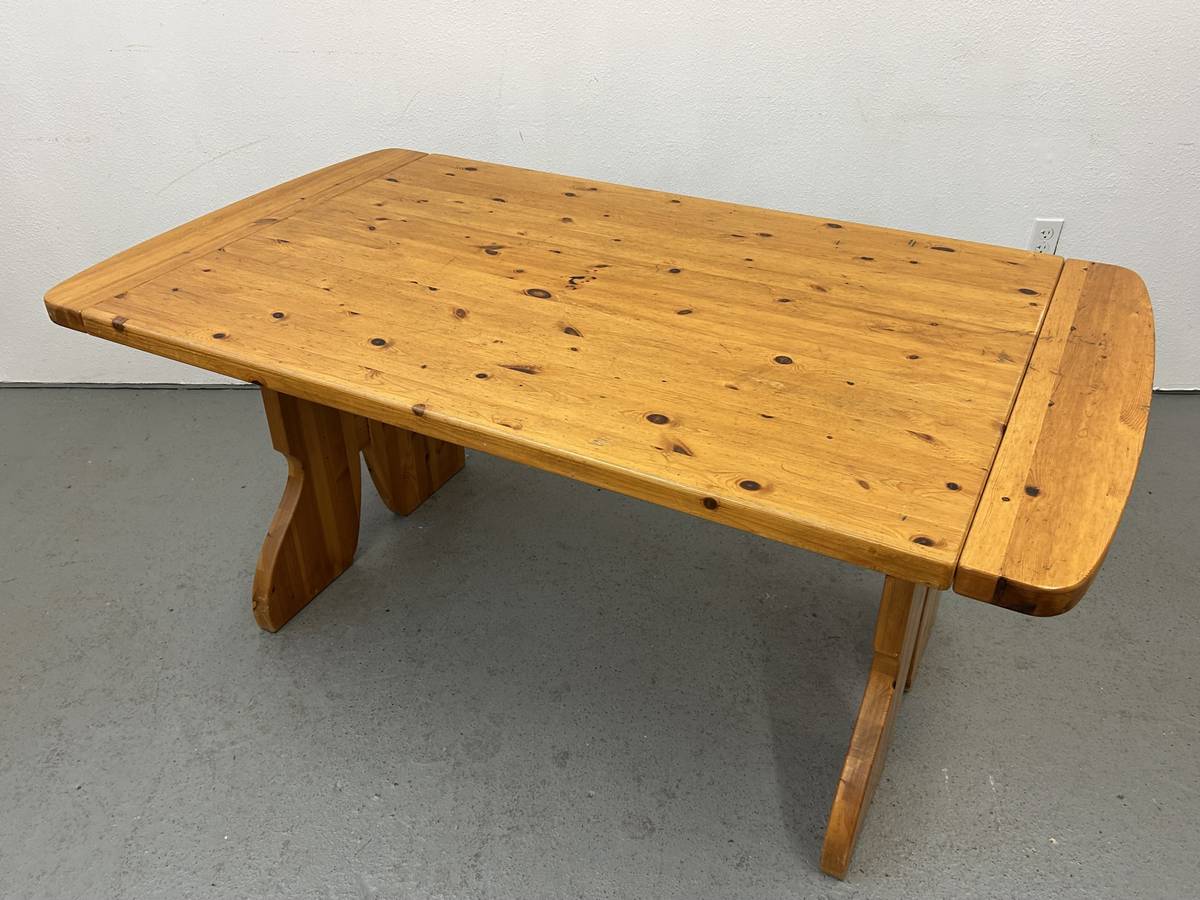 Swedish Pine Dining Table with Trestle Base