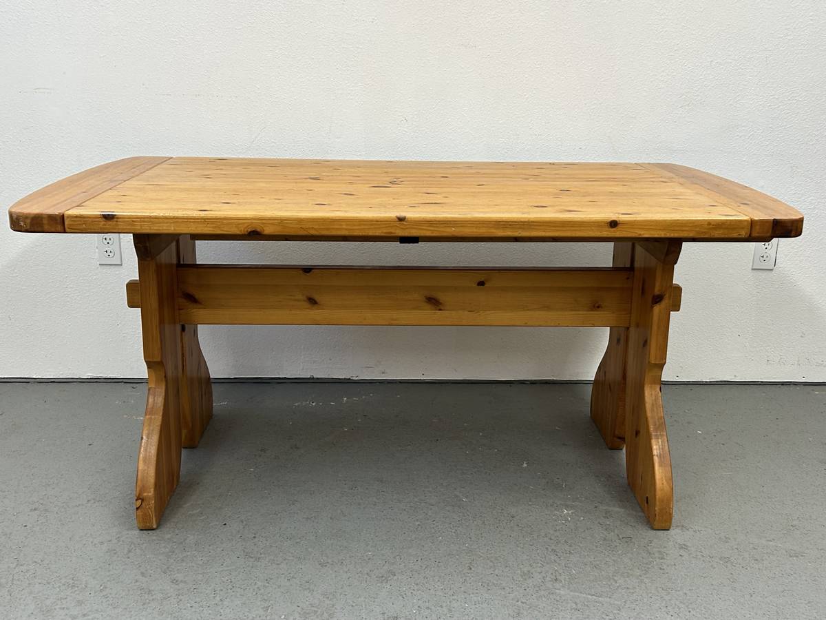 Swedish Pine Dining Table with Trestle Base