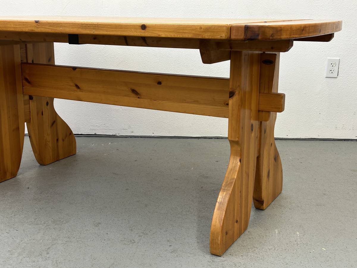 Swedish Pine Dining Table with Trestle Base