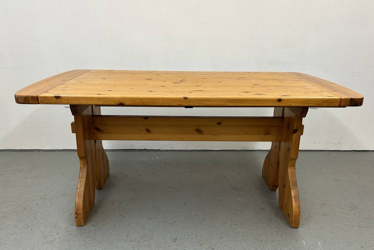 Swedish Pine Dining Table with Trestle Base