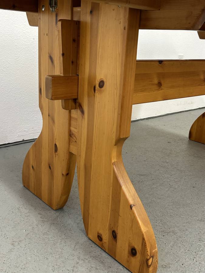 Swedish Pine Dining Table with Trestle Base